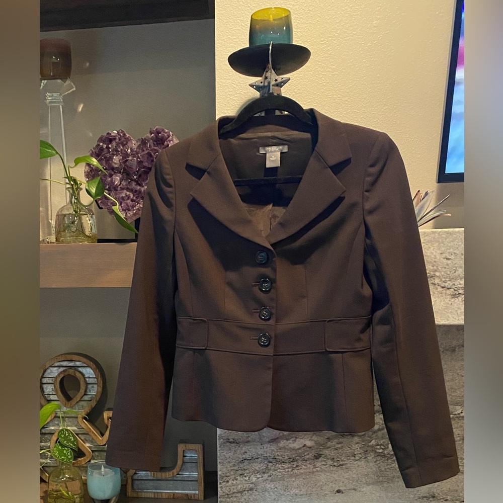 Ann Taylor Vintage Stretch Brown Tailored Blazer size 0